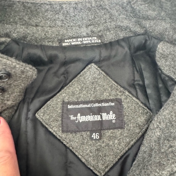 Vintage The American Male 100% Wool Gray Bomber Jacket Coat Size 46 Preppy Retro - Picture 7 of 10